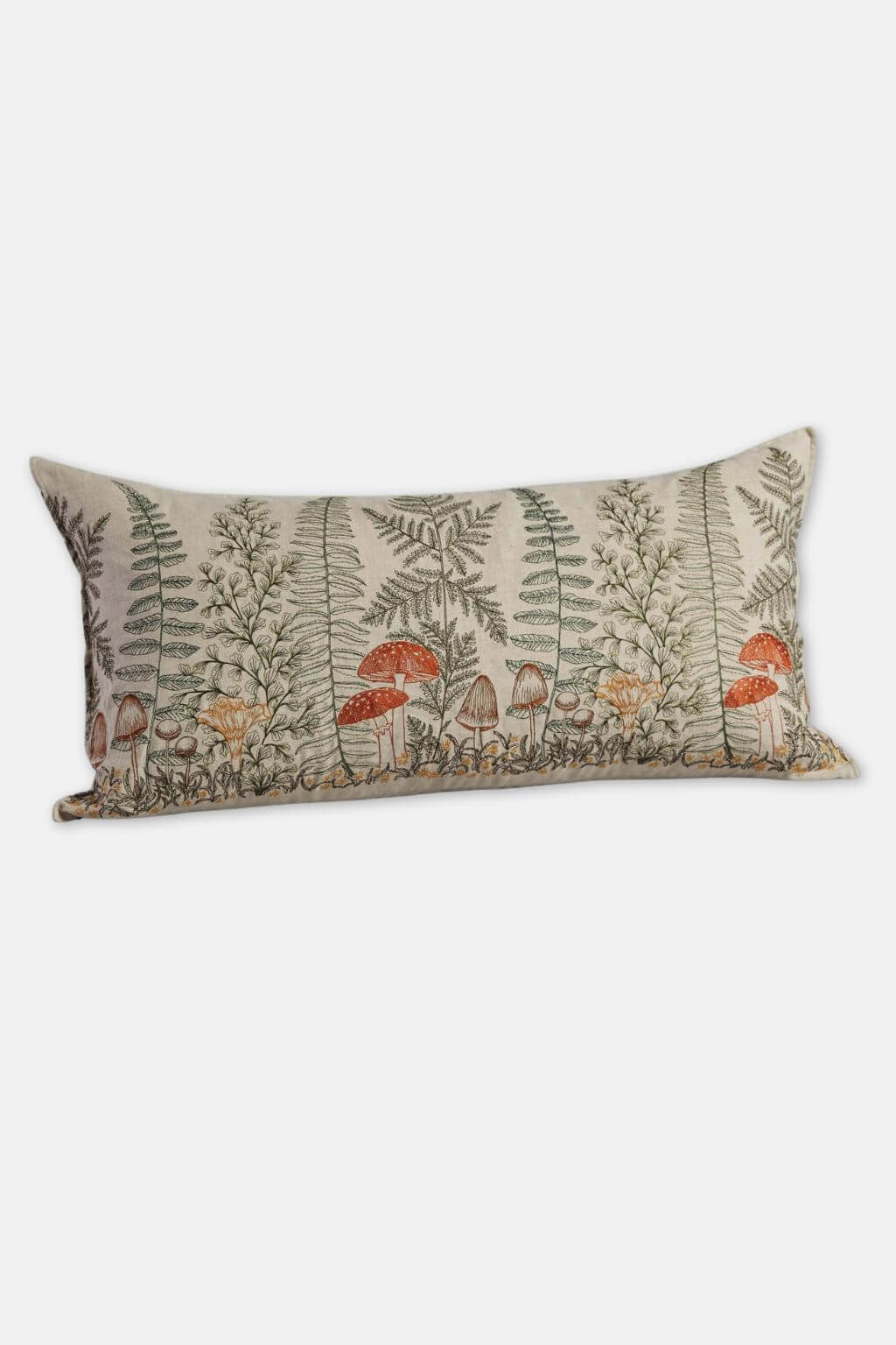 Mushrooms + Ferns Lumbar Pillow Cover