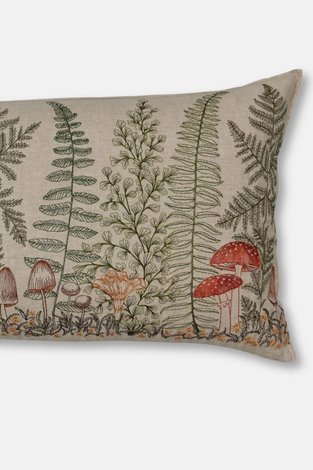 Mushrooms + Ferns Lumbar Pillow Cover