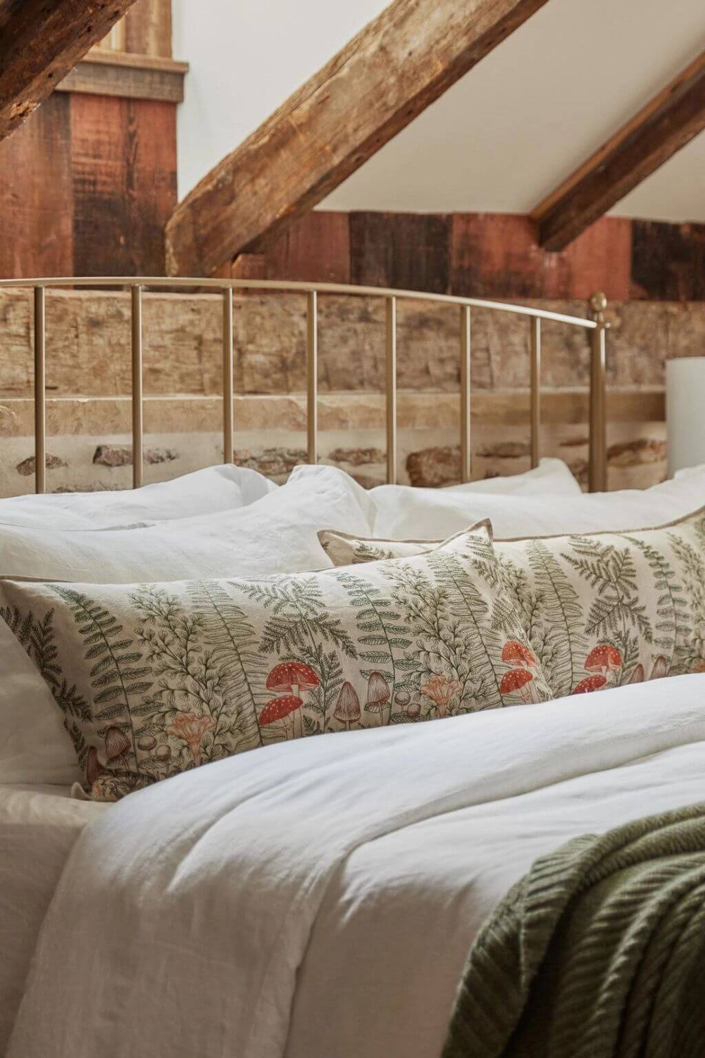 Mushrooms + Ferns Lumbar Pillow Cover