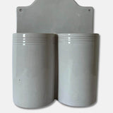 French Dry Goods Double Wall Hanging Stoneware Utensil Holder
