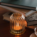 Aura Fluted Glass Tealight Lanterns, Set of 2