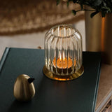 Aura Fluted Glass Tealight Lanterns, Set of 2
