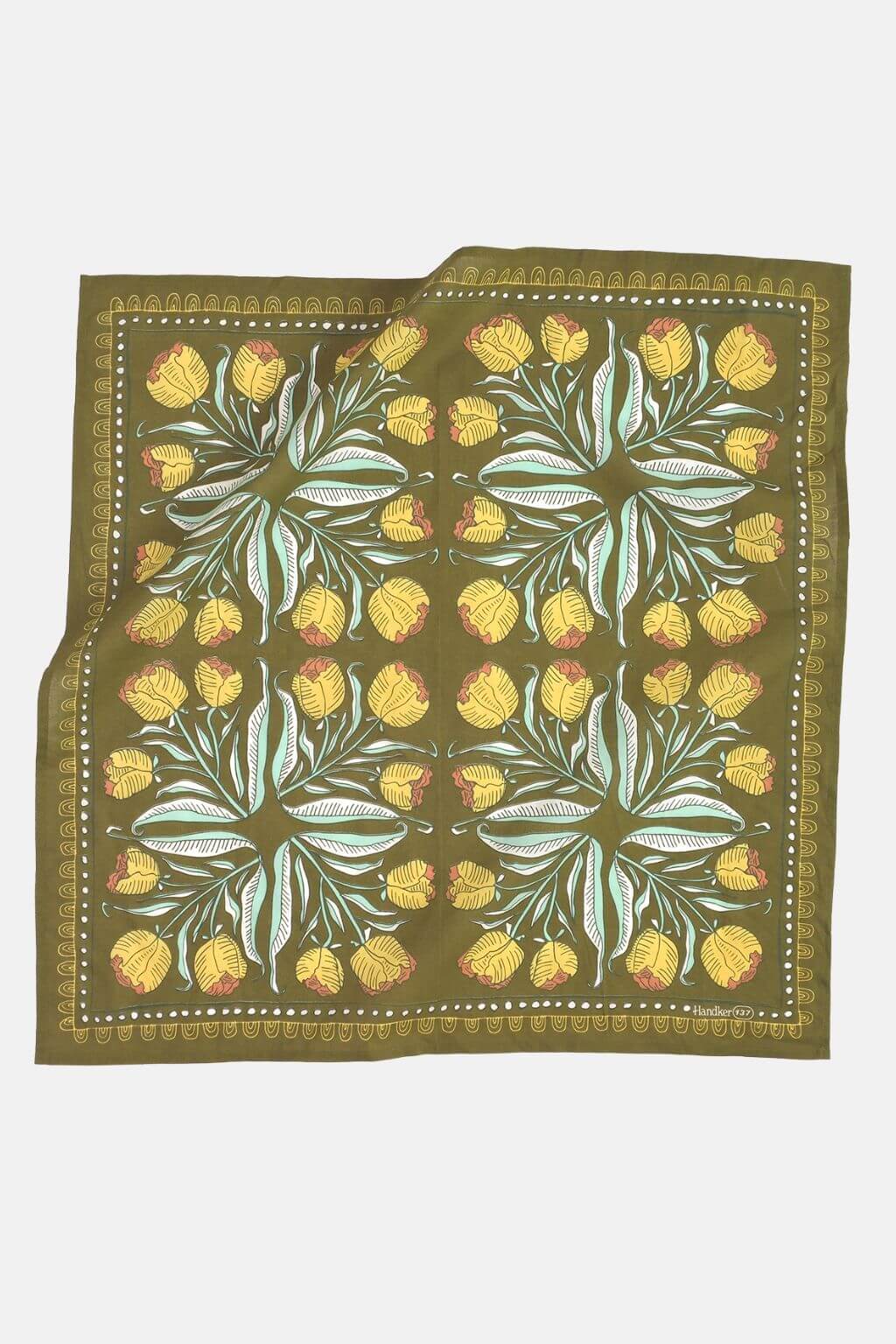 Adele Bandana | Vibrant Tulips on Olive
