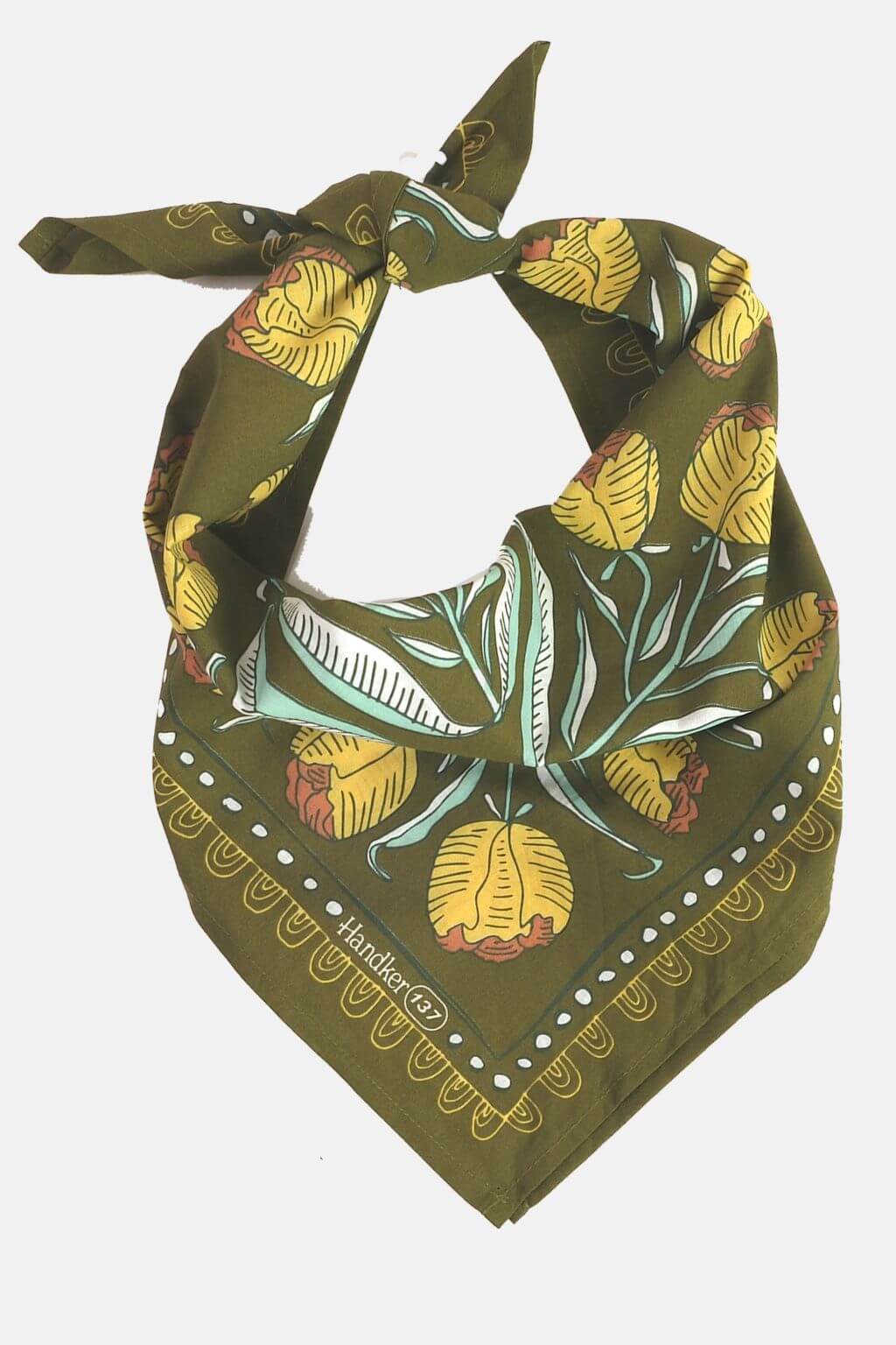 Adele Bandana | Vibrant Tulips on Olive