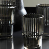 Smoked Grey Rills Drinking Glasses, Set of 4