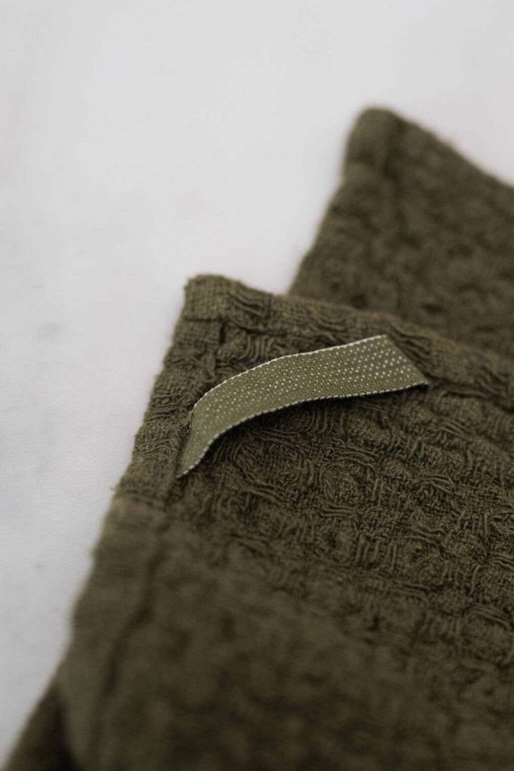 Martini Olive Linen Waffle Dishcloth Set of 2
