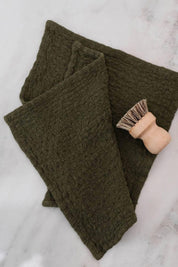 Martini Olive Linen Waffle Dishcloth Set of 2