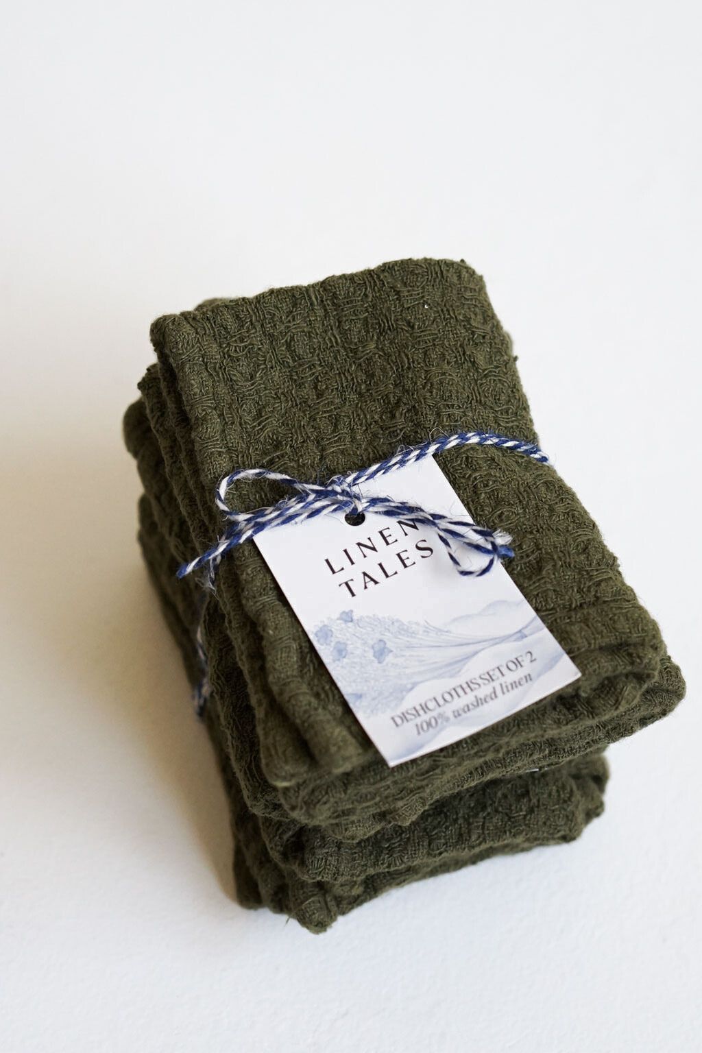 Martini Olive Linen Waffle Dishcloth Set of 2