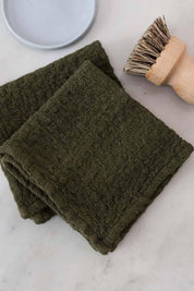 Martini Olive Linen Waffle Dishcloth Set of 2