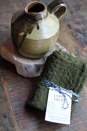 Martini Olive Linen Waffle Dishcloth Set of 2