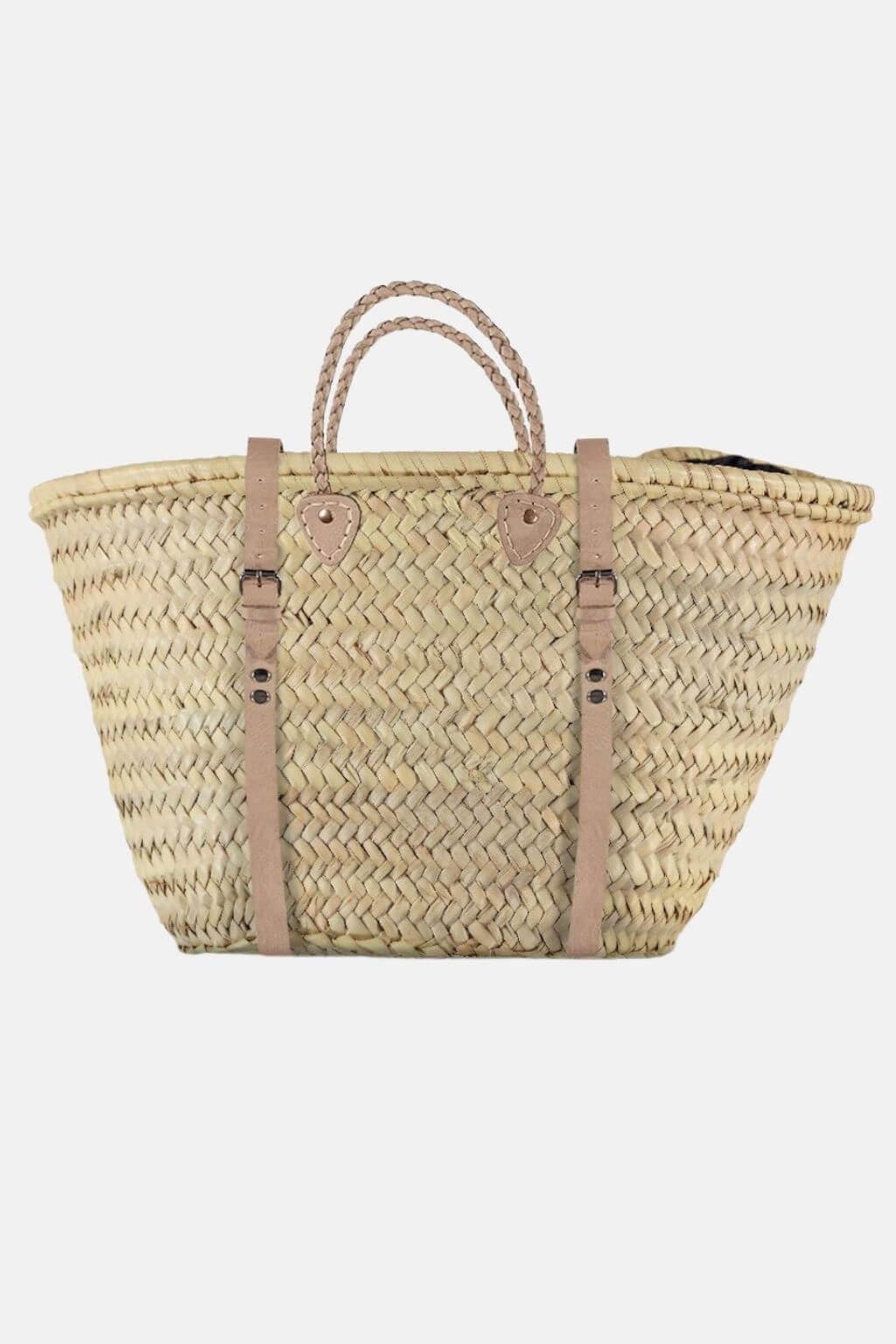 French Market Harvesting Basket Backpack with Natural Leather Straps