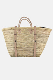 French Market Harvesting Basket Backpack with Natural Leather Straps
