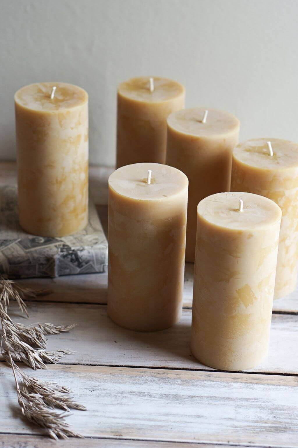 Pure Beeswax Pillar Candle, 100 hour Artisan Made