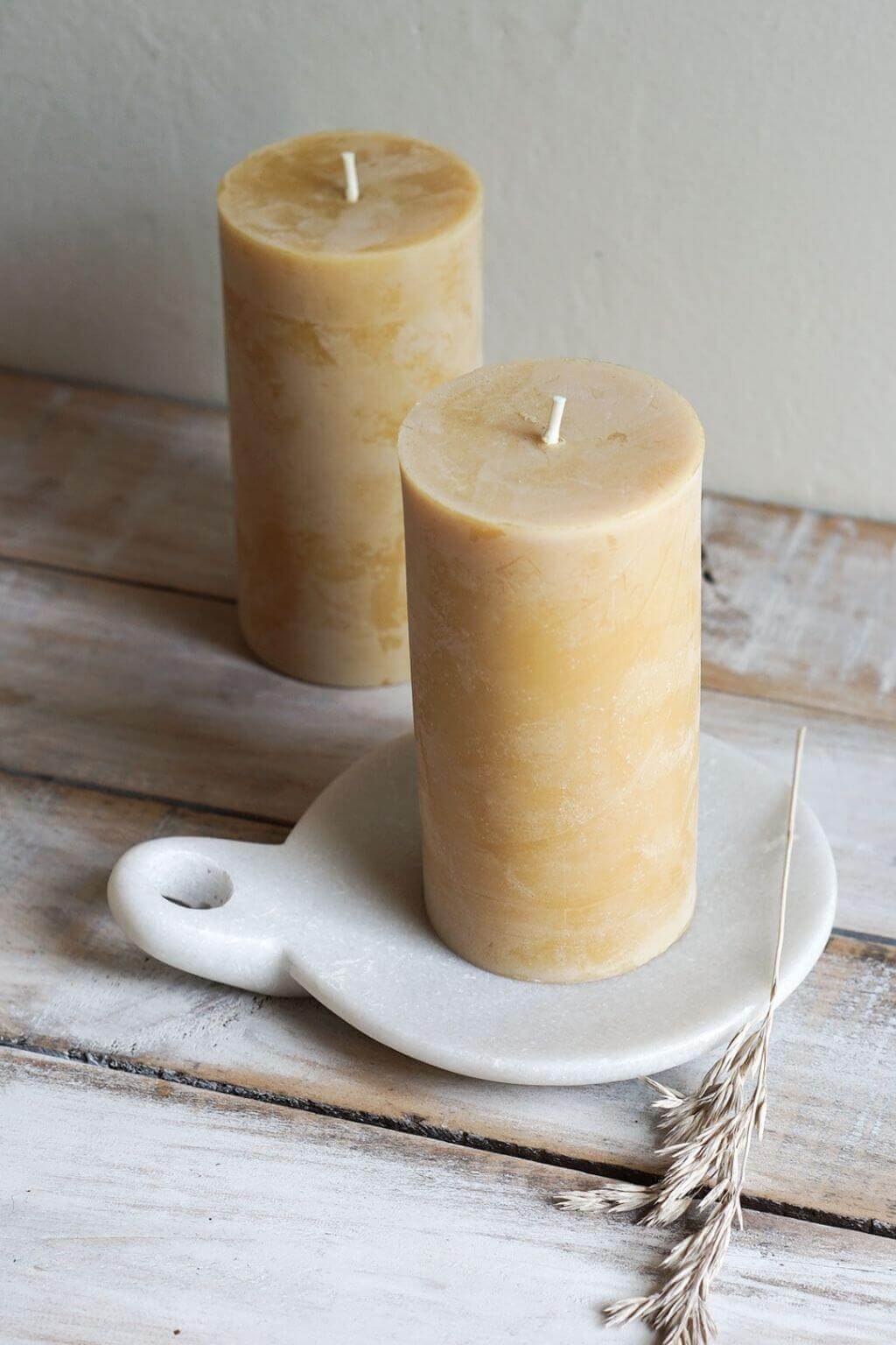 3 Inch Wide Beeswax Pillar Candles - Beverly Bees