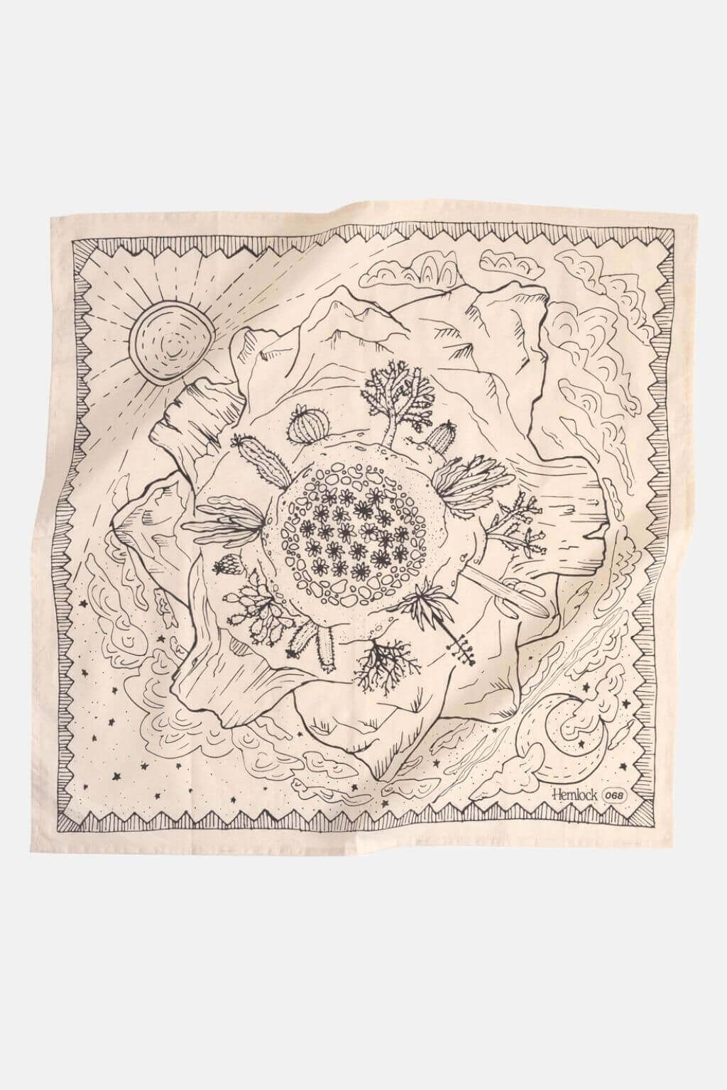 Ivory Desert Bandana | Cactus + Mountains