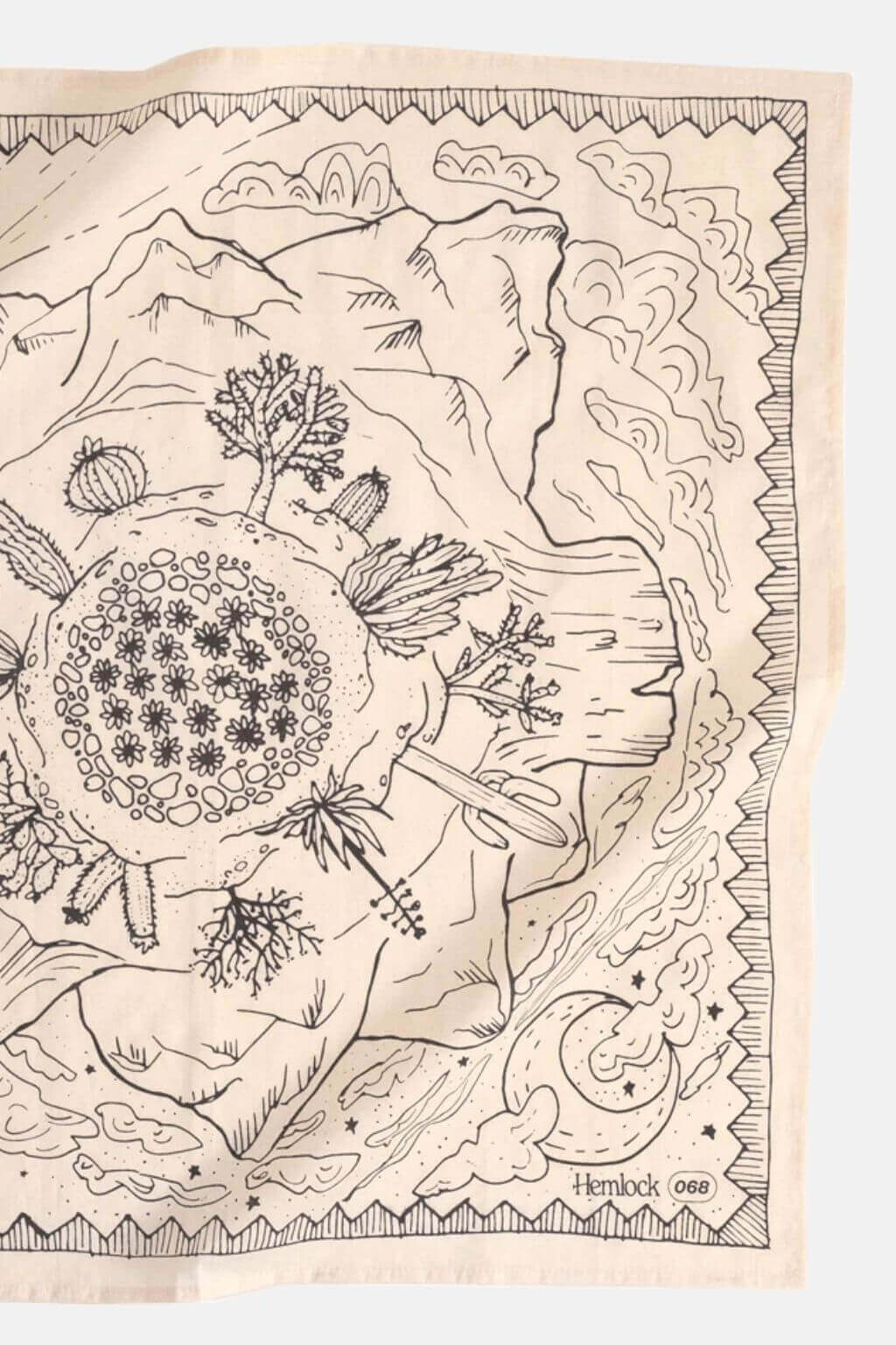 Ivory Desert Bandana | Cactus + Mountains