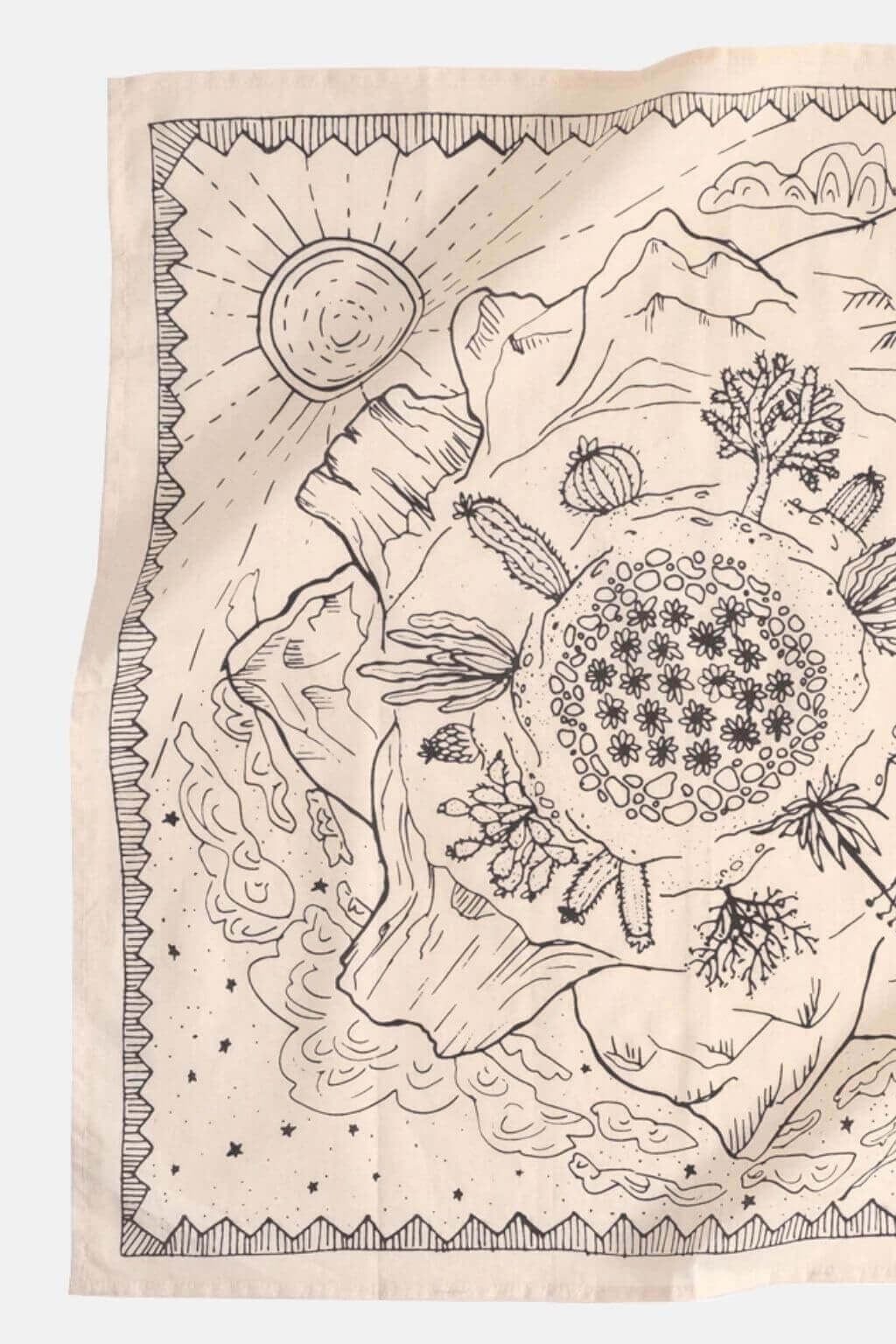 Ivory Desert Bandana | Cactus + Mountains