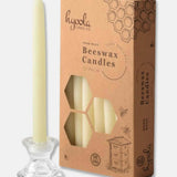 White Beeswax 8" Taper Candles, Box of 12