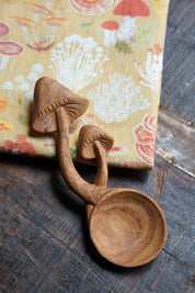 Hand Carved Mushroom Doussie Wood Spoon