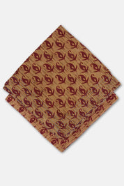 Harvest Paisley Kantha Stitch Bandana | Crimson Leaves on Ochre