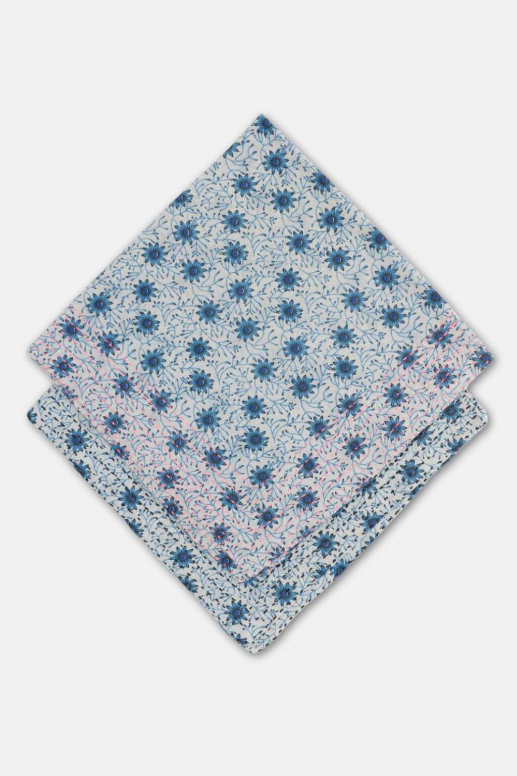 Maris Kantha Stitch Bandana | Indigo Blossoms