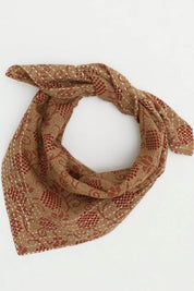 Solenne Kantha Stitch Bandana | Wild Berries on Woven Amber
