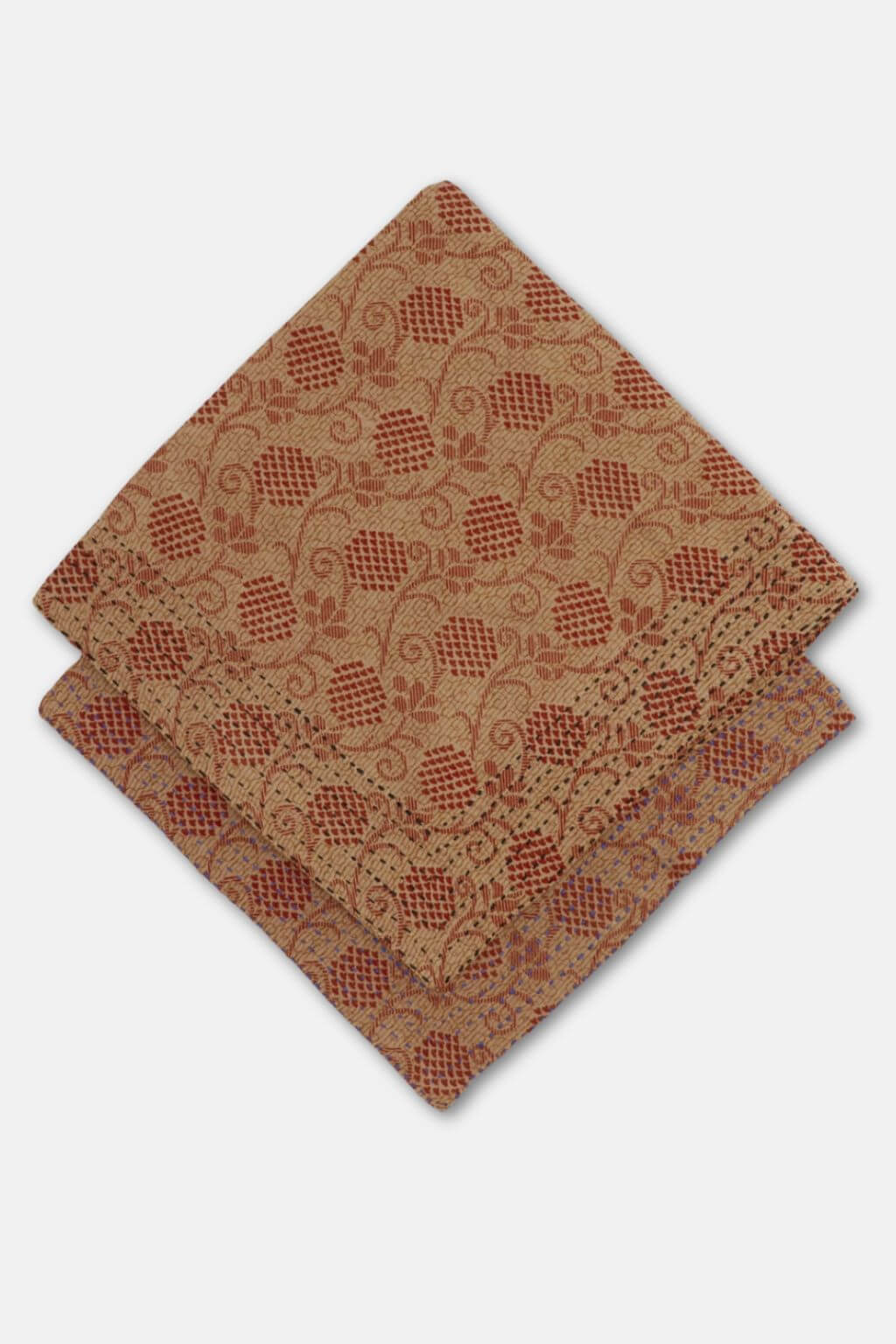 Solenne Kantha Stitch Bandana | Wild Berries on Woven Amber