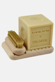 French Heritage Gift Set | Marseille Soap, Beech Wood Nail Brush + Soap Dish