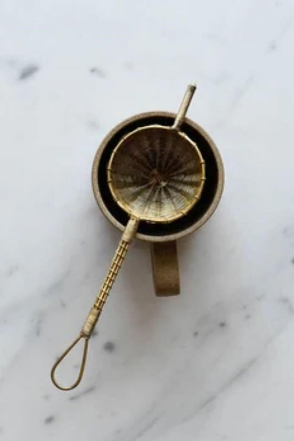 Woven Brass Tea Strainer with Handle