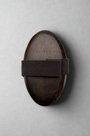 Beechwood body brush with natural bristles and cotton hand strap