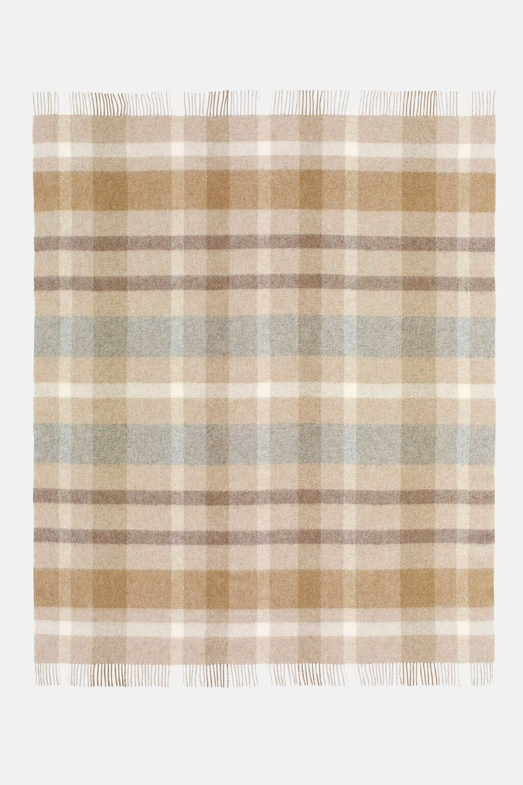 Full pattern view of Natural Contemporary Check Wool Throw – Bronte Moon