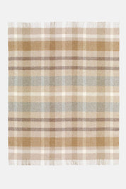 Full pattern view of Natural Contemporary Check Wool Throw – Bronte Moon