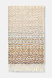 Ombre diamond pattern detail on natural British wool throw