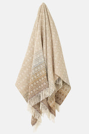 Natural Ombre Diamond British wool throw draped with fringe