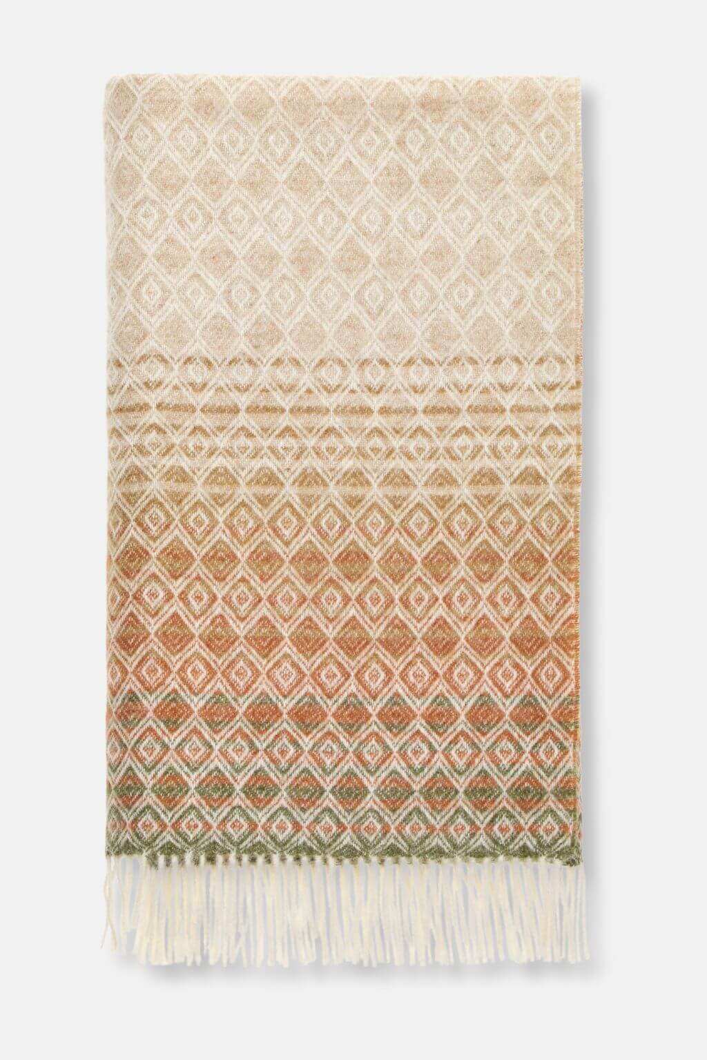 Ombre diamond patterned wool throw folded