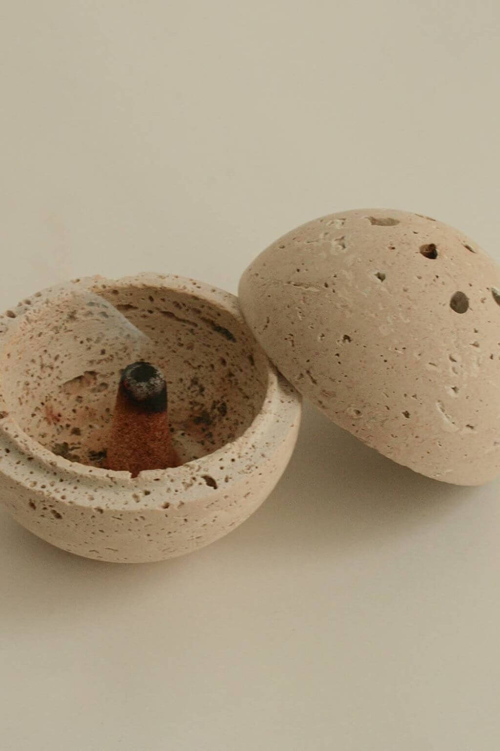 Travertine Sphere Incense Burner