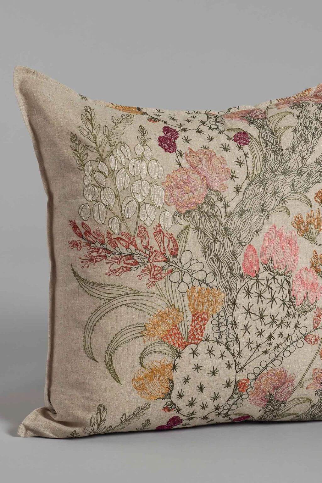 Desert Blooms Embroidered Pillow Cover