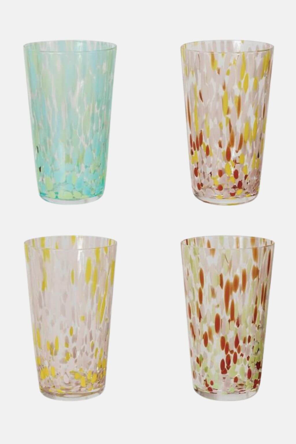 Confetti Handblown Tall Glass Tumblers - Assorted Set of 4