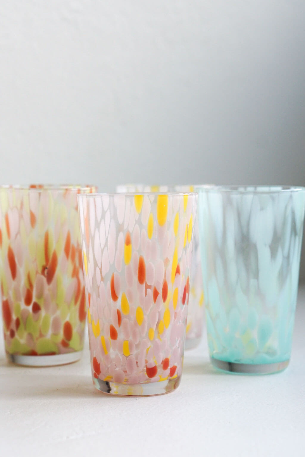 Confetti Handblown Tall Glass Tumblers - Assorted Set of 4