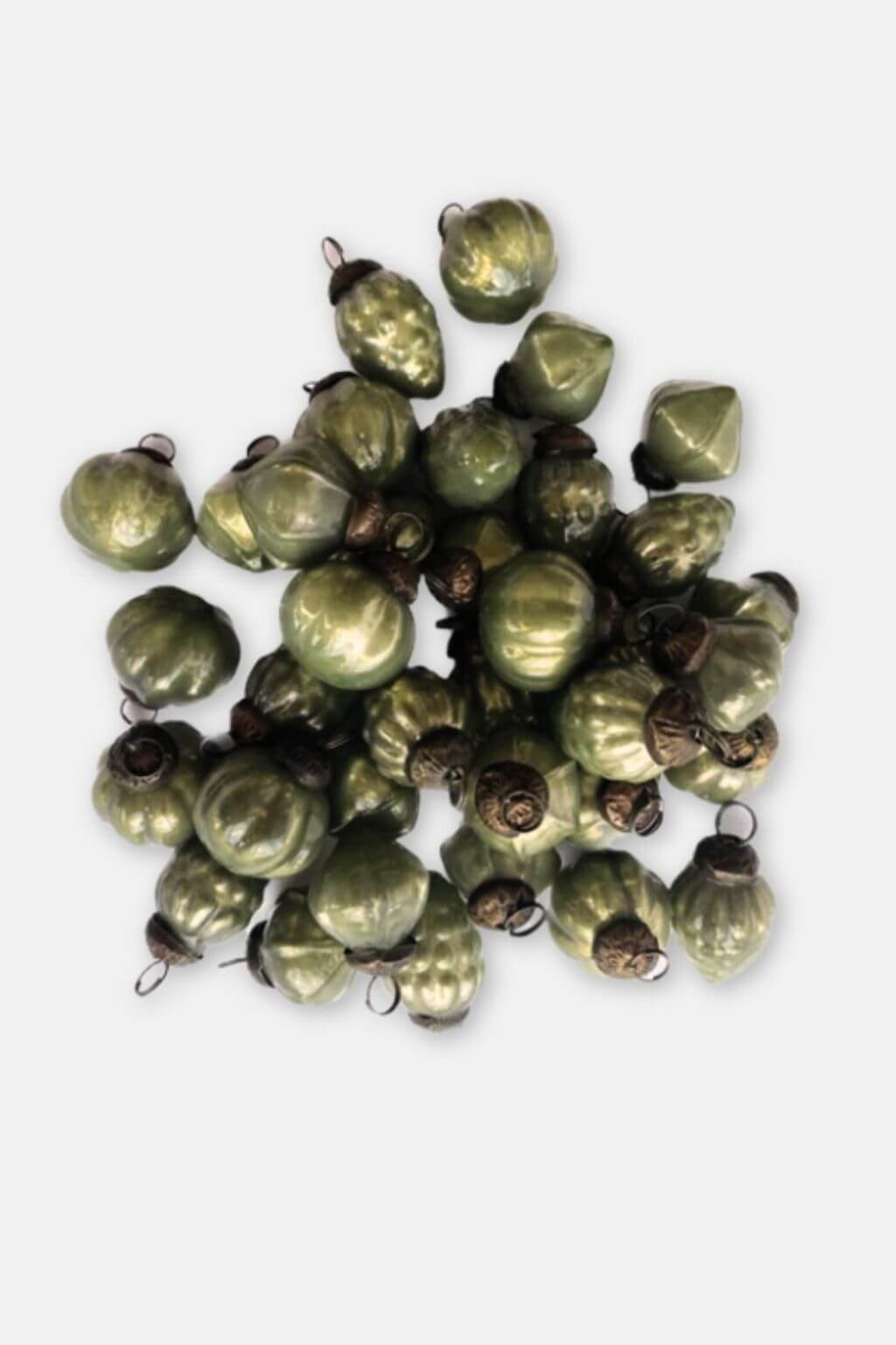 Heirloom Style Olive Green Mercury Glass Ornaments, Bag of 36