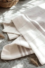 Chelsea Handwoven Tea Towel, Stone Stripe