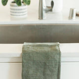 Stone Washed Linen Tea Towel, Sage