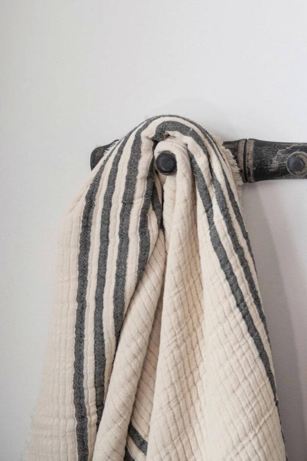 French Striped Throw with Frayed Edges