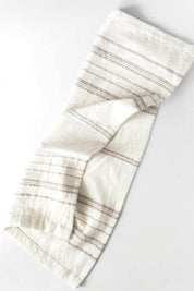 Avery Handwoven Tea Towel, Stone Stripe