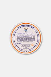 Back of Dr. Max’s Salve-All tin with orange and blue label