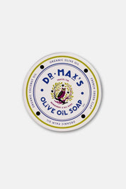 Dr. Max’s Olive Oil Soap tin closed on white background