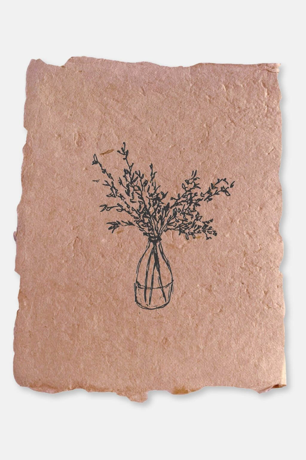 Vase with Branches | Natural Handmade Paper Note Card Set