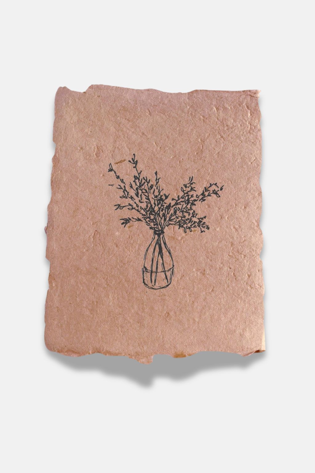 Vase with Branches | Natural Handmade Paper Note Card Set