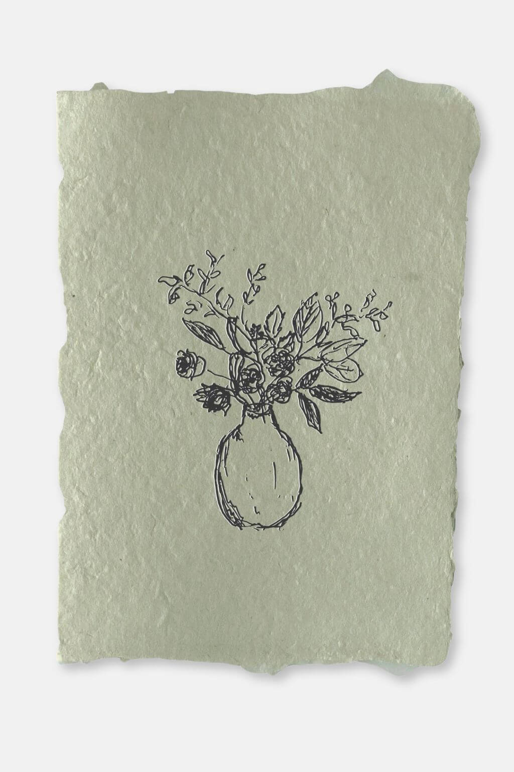 Vase with Flowers  | Natural Handmade Paper Note Card Set