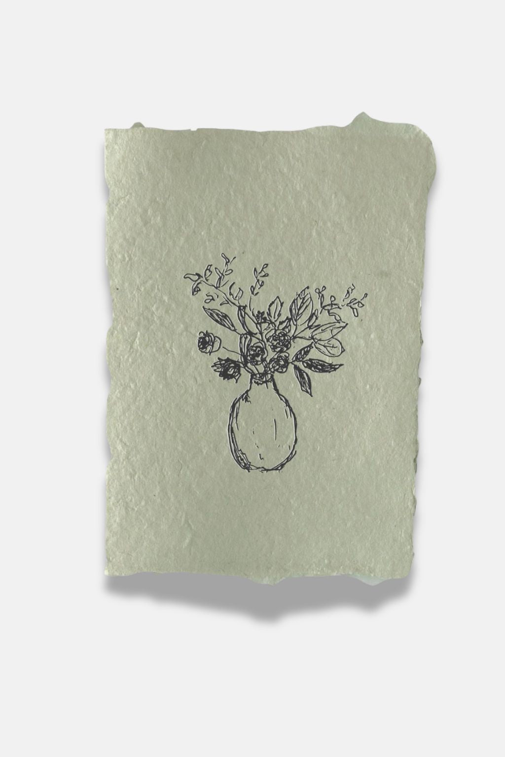 Vase with Flowers  | Natural Handmade Paper Note Card Set